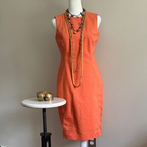 Calvin Klein Classic Sleeveless Orange Sheath Dress